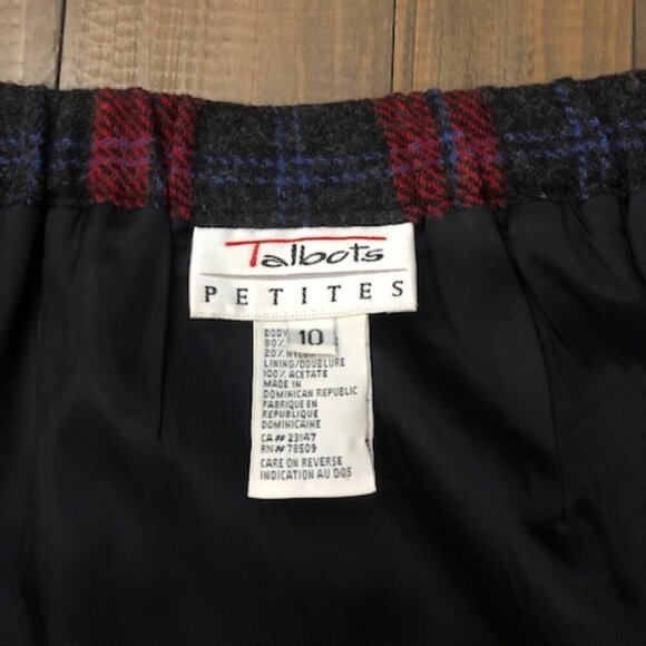 Talbots Petites Red Tartan Plaid Wool Blend Button Wrap Skirt Size 10P - Picture 8 of 8
